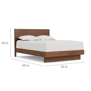 Wholesale Modern Floating <b>Platform</b> <b>Bed</b> | Upholstered Shelter Headboard Walnut <b>Bed</b> <b>Frame</b> - Product Image 2