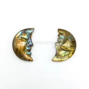 Labradorite bleue naturelle à reflets, sculpture visage de croissant de lune, 18 mm, pierre précieuse, prix de gros, cristal de guérison en vrac pour la fabrication de bijoux - Product Image 6
