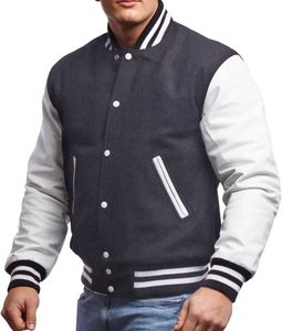 Men's Casual Regular Fit Varsity <b>Jacket</b> Vintage Style Canvas Baseball Bomber Embroidered Letters Solid <b>Fleece</b> Winter Stand Front - Product Image 1