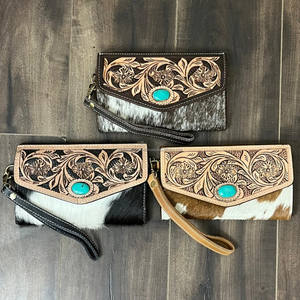 New High Quality Wristlet Wallet New Style Fashion <b>Large</b> Capacity Designer Hand Tooled Cowhide <b>Leather</b> Clutch <b>Purse</b> for Women's - Product Image 4