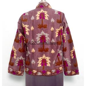 Veste Cotrise brodée à la main, col mandarin, design vintage, écologique, séchage rapide, respirante, doublure en coton, printemps automne - Product Image 5