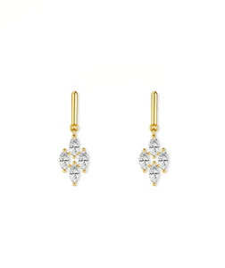Clásicos Pendientes de Diamantes Cultivados en Laboratorio, Corte Marquesa, Certificados por IGI, Chapados en Oro Vintage, para Uso Diario, Regalo para Mujer - Product Image 1