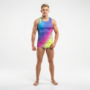 Maillot d'entraînement MMA unisexe imprimé sur mesure, sublimation couleur intégrale, sans manches, pour la performance sportive, la lutte et le fitness - Product Image 3