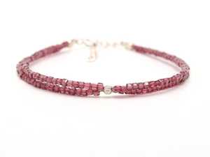 Natural Garnet Box Shape Gemstone <b>Beaded</b> <b>Bracelet</b> 2mm Handmade Dainty Stone <b>Bracelet</b> For Women Jewelry Making Wholesale Price - Product Image 4