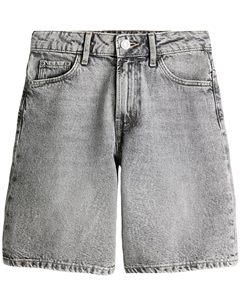 Pantalones Cortos Bermuda de Mezclilla Lavada para Hombre, Cintura Media, Cierre de Botones, Color Liso, Ajuste Holgado, Estilo Urbano, de Algodón - Product Image 2