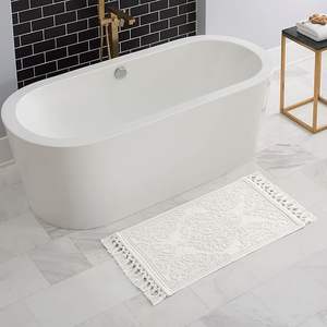 Tapis de bain en coton jacquard fabriqué à la machine avec motif ondulé antidérapant, tapis de bain de luxe - Product Image 1