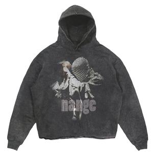 Haute qualité Vintage lavé hommes sweat à capuche court noël respirant personnalisé surdimensionné brodé sérigraphie ourlet brut hiver - Product Image 1