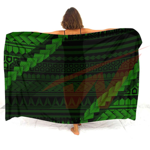 Sarong de plage tribal polynésien personnalisé pour femme, motif fleurs douces, jupe de bain, imprimé hibiscus ISLAND, sur mesure - Product Image 2