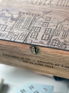 Personalized Baby <b>Keepsake</b> Wooden <b>Box</b>-Embossed Design Eco-Friendly Durable Classic/Luxury Style Tabletop Display for 1st - Product Image 4