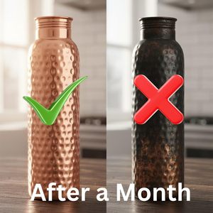 Botella de Agua Portátil de Cobre Puro Clásica Martillada ALTAMASH CRAFT con Tapa Hermética de 500 ml, Salud Ayurvédica - Product Image 3