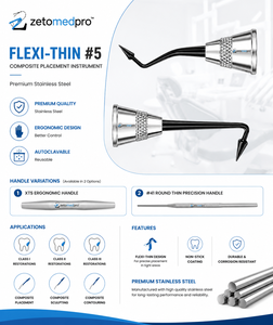 Instrumento de Colocación de Composite Dental Flexi-Thin Premium No. 5 Instrumentos Restauradores de Acero Inoxidable OEM Zetomed Pro - Product Image 4