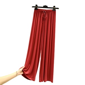 Pantalones de pierna recta de cintura alta para mujer, pantalones holgados informales transpirables, diseño drapeado fresco, cintura elástica, combina con todo, verano - Product Image 1