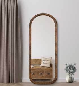 Luxury Arched Full Length Solid Wood <b>Mirror</b> Capsule Floor Standing Body <b>Mirror</b> Rustic Timber Frame <b>Wall</b> <b>Mirror</b> Dressing Decor HD - Product Image 3