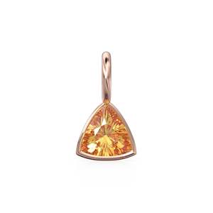 Citrine 5mm 14k Yellow <b>Solid</b> <b>Gold</b> Charm <b>Pendant</b> Bezel Jewelry Finding / November Birthstone / Trillion Cut Yellow Gemstone / - Product Image 6