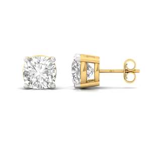 Boucles d'oreilles solitaires à clous en diamant CVD de laboratoire taille coussin 0,65 ct, éclat céleste, plaqué or 10K, bijoux élégants et tendance, cadeau - Product Image 2