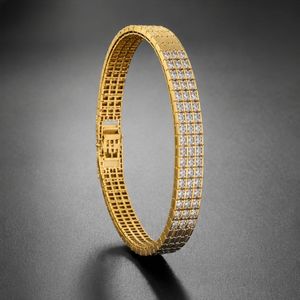 Bracelet tennis unisexe de luxe en or massif 18 carats avec diamants ronds sertis griffe, design géométrique, pour usage quotidien, cadeau, fête - Product Image 2