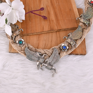 Boho Braided Jute Rope Pegasus <b>Statement</b> <b>Necklace</b> - Product Image 2