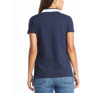 Polo pour femme de qualité supérieure, bleu marine, manches courtes, couleur unie, tricoté, 100% polyester, respirant, coupe décontractée - Product Image 4