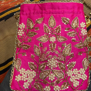 Stylish Woman Handbag For Party <b>Potli</b> Hand <b>Bag</b> Designer Handcrafted <b>Potli</b> <b>Bag</b> Petals Design Stylish <b>Potli</b> <b>Bags</b> For Women - Product Image 4