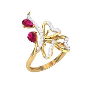 แหวนผีเสื้อทองคำหรูหราประดับเพชรธรรมชาติ รับรองโดย IGI สำหรับผู้หญิง - เครื่องประดับชั้นดี ของขวัญสำหรับงานหมั้น งานแต่งงาน และวันครบรอบ - Product Image 2