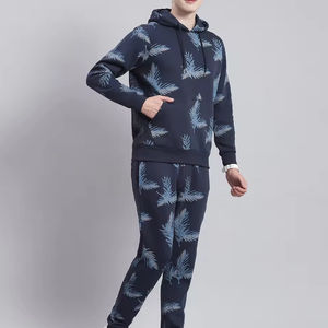 ชุดวอร์มมีฮู้ดพิมพ์ลายสำหรับผู้ชาย – เสื้อสเวตเชิ้ตลายใบไม้และกางเกงจ็อกเกอร์สตรีทแวร์ชุด 2 ชิ้น - Product Image 2