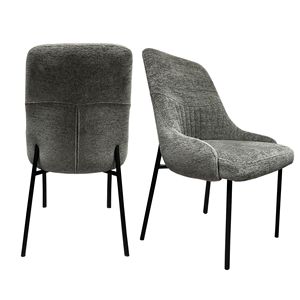Ensemble de 2 chaises de salle à manger en tissu bouclé gris - Product Image 2