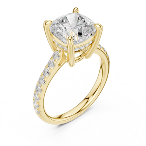 Anillo de Compromiso Clásico de Oro Amarillo de 14K con Corte Cojín de 4CT, Diamante Cultivado en Laboratorio con Certificado IGI, Regalos de Aniversario y Boda - Product Image 4