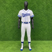 Maillot de baseball pour homme Topline, sublimé, col en V, motif 3D, manches courtes, blanc et bleu, imprimé, respirant, anti-humidité, polyester