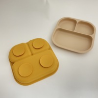 Assiettes pour tout-petits antidérapantes divisées incassables avec ventouse - 100% silicone de qualité alimentaire - Passe au micro-ondes et au lave-vaisselle - Sans BPA