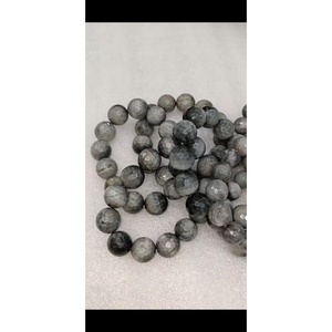 Pulseras de Piedras Preciosas con Cuentas Redondas Facetadas de Ojo de Gato Gris Natural, Estilo Feng Shui, con Figura de Mascota, Venta al Por Mayor - Product Image 3