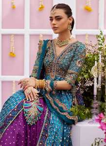 Vestido de Novia Clásico Hecho a Mano en Pakistán, Corte en A, Largo hasta el Suelo, con Borlas, Perlas, Cristales Bordados, Cierre de Cremallera en la Espalda, Cintura Natural, 100% Seda - Product Image 2