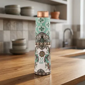 Printed Copper Beer Bottle-Leakproof Classic Design Large Capacity for Office & Home Use Business Gift - Product Image 2