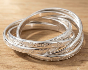 Cinq anneaux de poisson entrelacés faits à la main en argent sterling, bijoux de mode bohème unisexe, design unique, prix de gros d'usine - Product Image 5