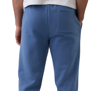 Men Blue Fleece Sweatpants Drawstring <b>Elastic</b> <b>Waist</b> Straight Leg Relaxed Fit Casual Winter Lounge <b>Trousers</b> with Pockets - Product Image 4