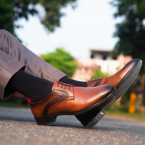 Men’s Classic Designer Leather Dress Shoes in Bold Brown All Seasons Formal Wear - Leather Shoes Brown - Product Image 2