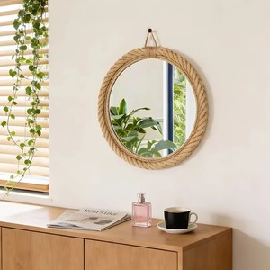Miroir mural en corde marine, style bohème nautique, pour la décoration intérieure, miroir décoratif rond suspendu, fabriqué au Vietnam - Product Image 5