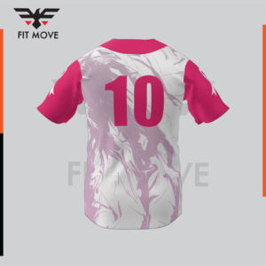 Camiseta de Béisbol Sublimada, Rosa y Blanca, Unisex, Manga Corta, Cierre de Botones, Transpirable, de Poliéster, Alta Calidad - Product Image 4
