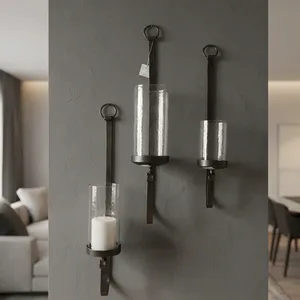 Modern Metal Wall Mounted Candle Holder Decorative Glass <b>Hurricane</b> Sconce Home Decor Hanging Candle <b>Lantern</b> Indoor Outdoor - Product Image 6
