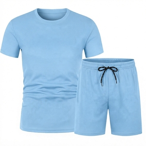 Conjunto Deportivo Informal Transpirable para Hombre, 80% Poliéster, Camiseta de Manga Corta y Pantalones Cortos para Correr y Entrenar, Conjunto de 2 Piezas - Product Image 4