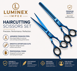 Ciseaux droits pour gauchers NYBL-55 de 5,5 pouces, JAPON, acier 440C, tranchants, dureté 58-59HRC, manche en acier inoxydable, ciseaux de barbier, cheveux, 28 - Product Image 3