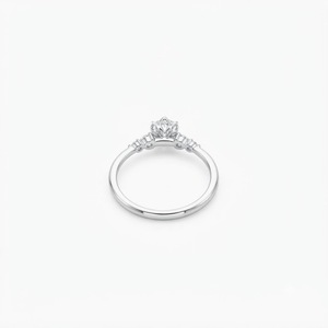 Anillo de Compromiso con Diamante Redondo Creado en Laboratorio, Color DEF, Claridad VS VVS, Anillo de Cinco Diamantes, Certificado IGI, Oro Sólido de 10K, 14K, 18K - Product Image 3