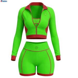 Conjuntos Deportivos Cortos de Verano Estilo Hip Hop para Mujer, 2 Piezas, Chaqueta con Cremallera y Pantalones Cortos, 100% Algodón, Transpirable, de Secado Rápido, Ecológico, Mangas Largas - Product Image 5