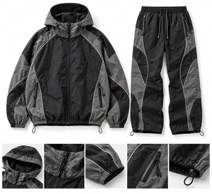 Custom Black Grey <b>Windbreaker</b> Pants <b>Vintage</b> Color Block Nylon Track Pants Streetwear Jogger Manufacturer - Product Image 1