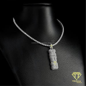 Custom <b>Iced</b> <b>Out</b> Number 'KUE' Pendant Necklace Hip Hop Micro Pave Moissanite 18k Gold Plated Silver <b>Chain</b> Gift Jewelry - Product Image 2