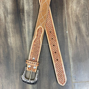 Handmade Premium Suede Leather Belts With <b>Boot</b> Stitch & Western Basket Weave Cow Leather Cowboy & Cowgirl Belts for <b>Men</b> & Women - Product Image 5