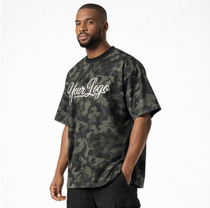 Custom New Design Men's Camouflage Oversized T-Shirt Sublimation Oversized Tee Digital Print Camo <b>Tshirt</b> For Men - Product Image 2