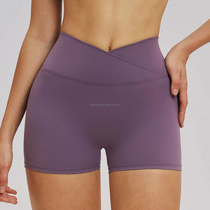 Shorts de Yoga de Cintura Alta en Color Sólido para Mujer, Ropa Deportiva, Elástica en Cuatro Direcciones, Cintura Elástica sin Costuras, Corte Corto - Product Image 4
