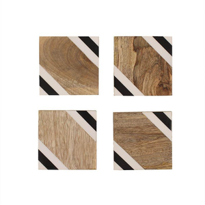 Elegant Natural Wood Drink Tray <b>Coaster</b> Set Decorative Cup Holder Pads for Living Room and Office <b>Tables</b> - Product Image 5