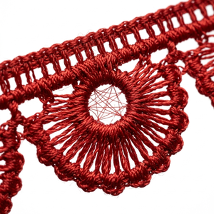15mm <b>Red</b> Fan Pattern Guipure GPO Lace Trim Customizable Wholesale Supplier for Wedding Decor Hair <b>Bows</b> DIY Crafts Sewing Bulk - Product Image 5