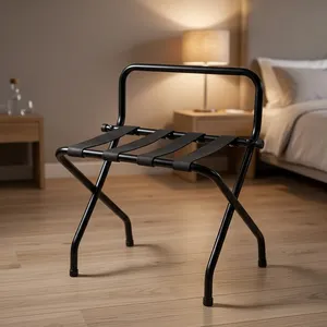 Stainless Steel Premium <b>Foldable</b> Luggage Rack <b>Suitcase</b> Stand Stackable Durable Heavy Duty for Hotels Resorts Guest Rooms - Product Image 5